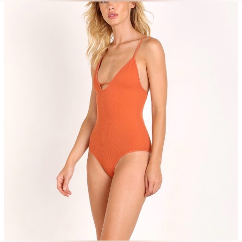 Free People Intimately Move Along Bodysuit Ribbed Size XS/S Color Paprika